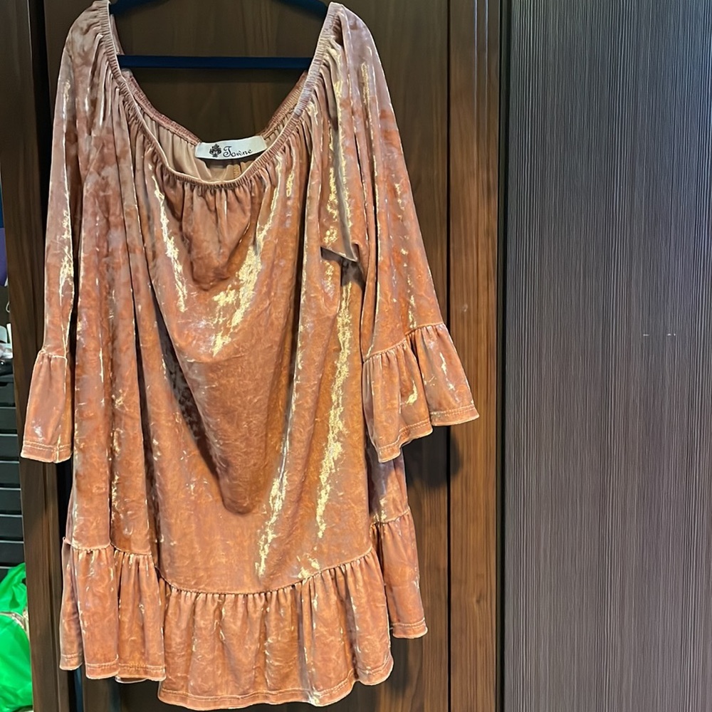 Off the Shoulder Velvet Ruffled Top